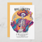 Jaunty Skeleton Flamboyant Dance Halloween-Party Einladung (Vorne/Hinten)