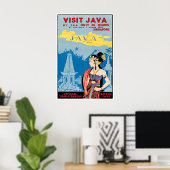 Java Art Indonesien Reiseplakat Besuchen Sie Java  Poster (Heimbüro)