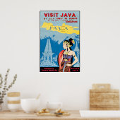 Java Art Indonesien Reiseplakat Besuchen Sie Java  Poster (Küche)