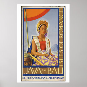 Java Bali Indonesien Inseln der Romantik Vintage Poster