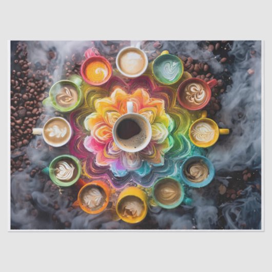Java Bean Mandala, Bunte Tassen Seidenpapier (Vorderseite)