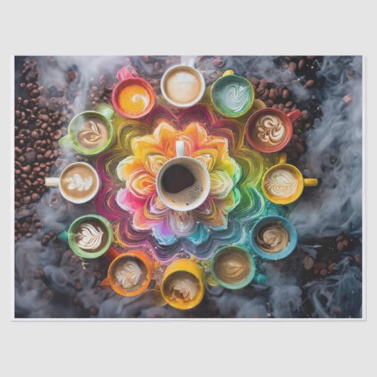 Java Bean Mandala, farbenfrohe Cups Seidenpapier (Vorderseite)