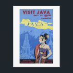 Java besuchen postkarte<br><div class="desc">Vintage-Reiseplakat mit der Werbung für Java "nur 36 Stunden von Singapur entfernt".</div>