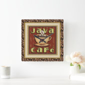 Java Café Kaffeemaschine Quadratische Wanduhr (Zuhause)