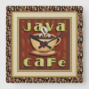 Java Café Kaffeemaschine Quadratische Wanduhr