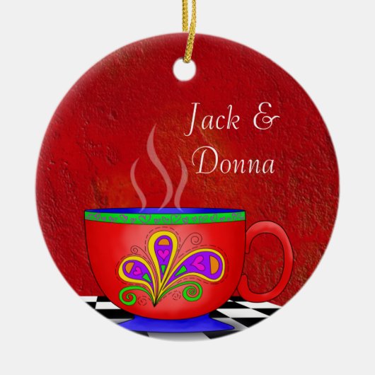 Java Coffee Cup Untersetzer im toskanischen Stil Keramikornament (Vorne)
