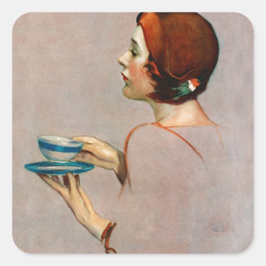 Java-Cup Quadratischer Aufkleber (Vorderseite)