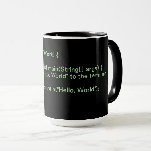 Java - "hallo Welt" Cup Tasse (VorderseiteRechts)