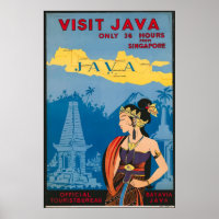 Java Indonesia Vintage Travel Poster