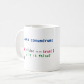 Java isFalse Vexierfragen-Tasse Kaffeetasse (Vorderseite Links)