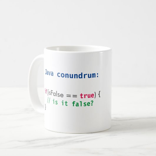 Java isFalse Vexierfragen-Tasse Kaffeetasse (Vorderseite Links)