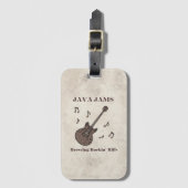 Java Jams-Brewing Rockin' Riffs-Kaffee-Gitarre- Gepäckanhänger (Vorderseite Vertikal)
