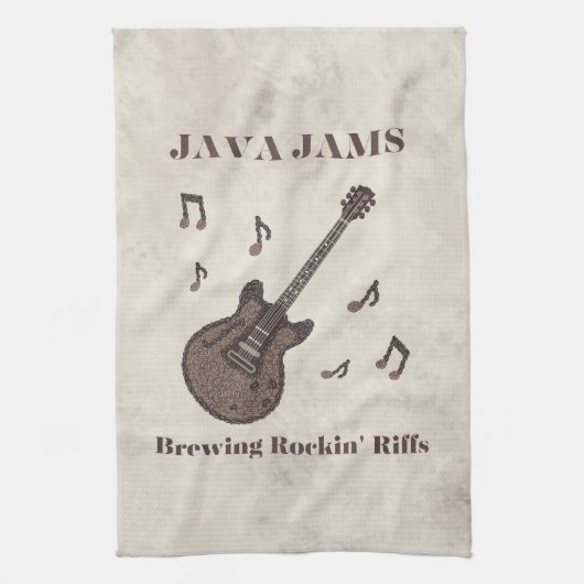 Java Jams-Brewing Rockin' Riffs-Kaffee-Gitarre- Geschirrtuch (Vertikal)