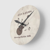 Java Jams-Brewing Rockin' Riffs-Kaffee-Gitarre- Runde Wanduhr (Winkel)