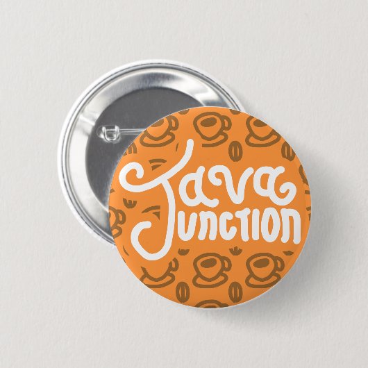 Java Junction Coffee and Bean Button Orange (Vorne & Hinten)