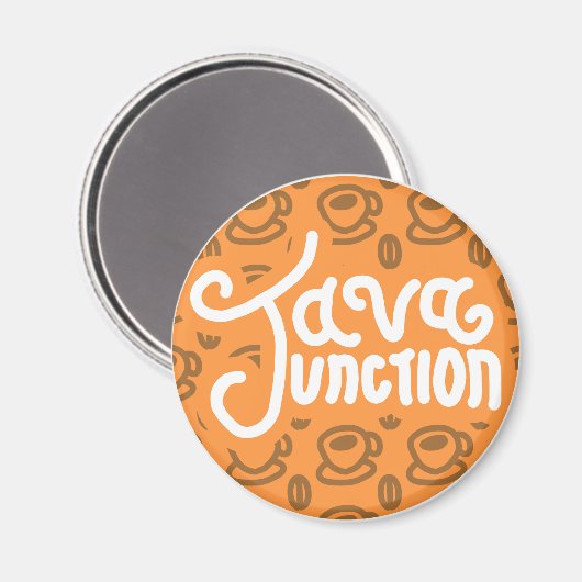 Java Junction Coffee and Bean Magnet Orange (Vorderseite/Rückseite)