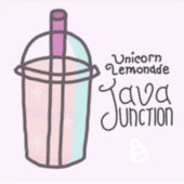 Java Junction Einicorn-Limonade-Aufkleber mit Text Aufkleber (Vorderseite)
