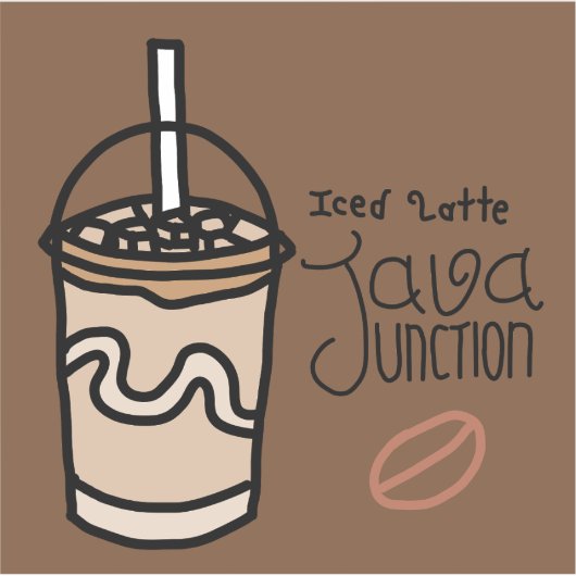 Java Junction Iced Latte Sticker with Text (Vorderseite)