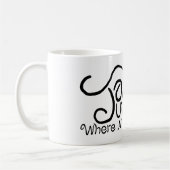 Java Junction mit Coffee Black Text Kaffeetasse (Links)