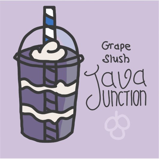 Java Junction Traubenkleber mit Text Aufkleber (Vorderseite)