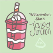 Java Junction Watermelon Slush Sticker mit Text (Vorderseite)