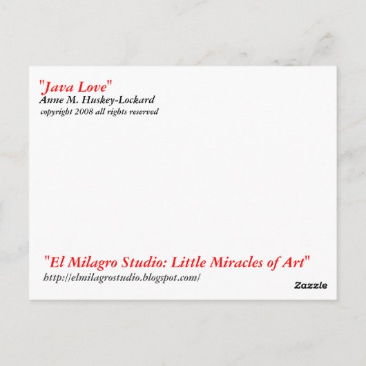 "Java-Liebe" Postkarte (Rückseite)
