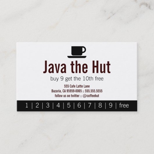 Java Logo Drink Punch Card Treuekarte (Vorderseite)