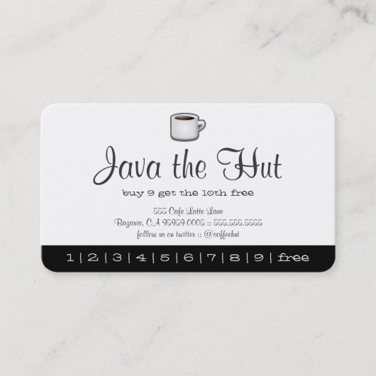 Java Logo Drink Punch Card Treuekarte (Vorderseite)