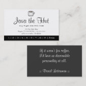 Java-Logo-Getränk-Lochkarte Treuekarte (Vorne/Hinten)