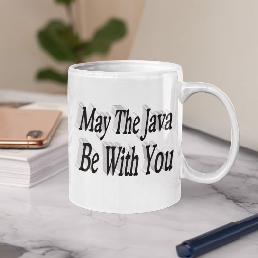 Java lustiger Kaffee Zitat schwarzer Text Kaffeetasse
