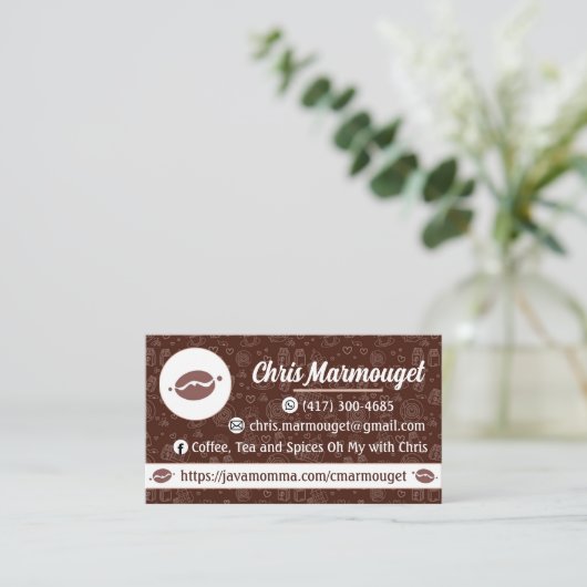 Java Momma Business Card Visitenkarte (Stehend Vorderseite)
