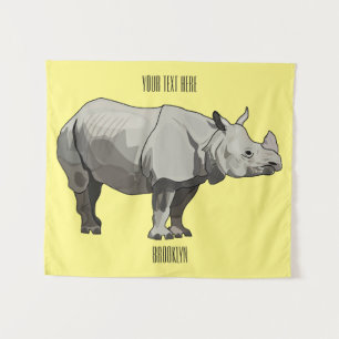 Java-Nashorn-Cartoon-Illustration Wandteppich