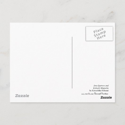 Java Sparrow und Kobushi Magnolia (von Hokusai) Postkarte (Rückseite)