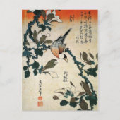 Java Sparrow und Kobushi Magnolia (von Hokusai) Postkarte (Vorderseite)