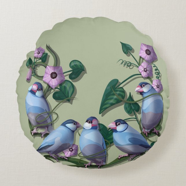 Java sparrows  rundes kissen (Vorderseite)