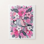 Java-Sperling Rosa Weiße Florale Marker-Illustrati Puzzle (Vertikal)