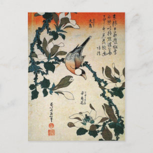 Java-Sperling und Kobushi-Magnolie (von Hokusai) Postkarte