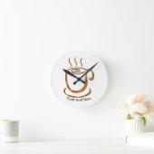 Java Steaming Cup | Wooden Curvy Coffee & Tea Runde Wanduhr (Zuhause)