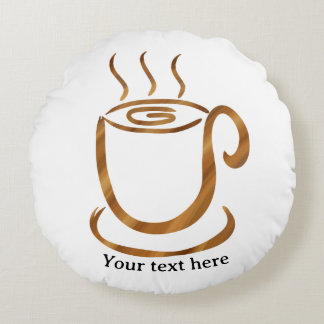 Java Steaming Cup | Wooden Curvy Coffee & Tea Rundes Kissen