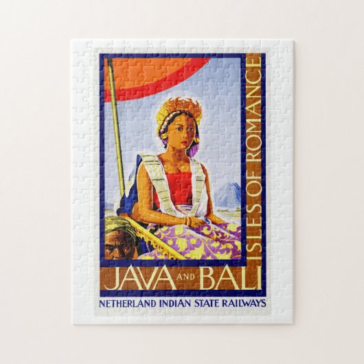Java und Bali Indonesia Vintage Travel Puzzle (Vertikal)