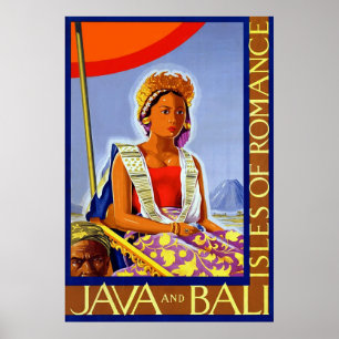 Java und Bali ~ Inseln der Romance ~ Vintage Trave Poster
