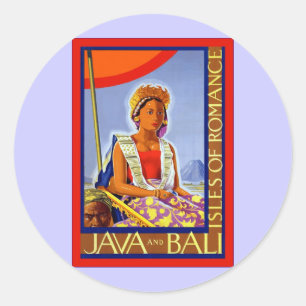 Java und Bali ~ Inseln der Romance ~ Vintage Trave Runder Aufkleber