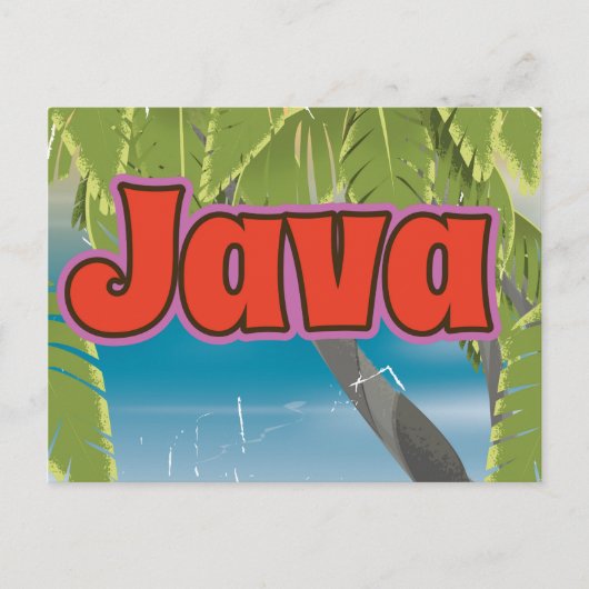 Java Vintage Reiseplakat Postkarte (Vorderseite)