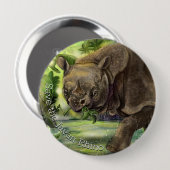 Javan Rhino Art Button (Vorne & Hinten)