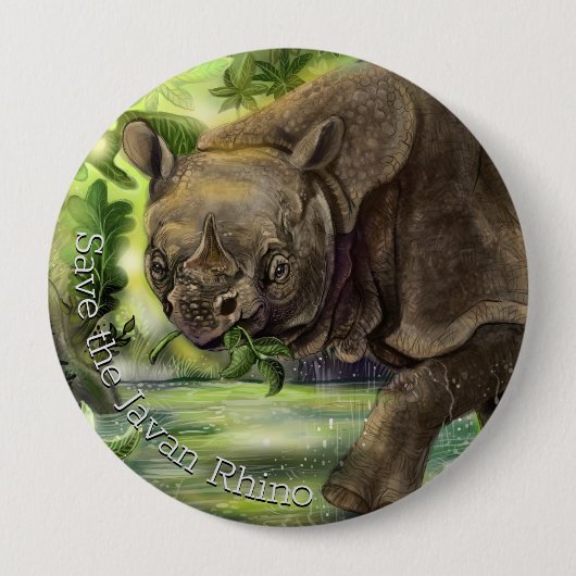 Javan Rhino Art Button (Vorderseite)