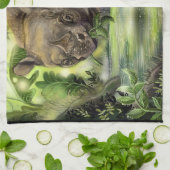 Javan Rhino Art Geschirrtuch (Gefaltet)