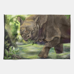 Javan Rhino Art Geschirrtuch