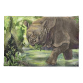 Javan Rhino Art Kissenbezug (Rückseite)