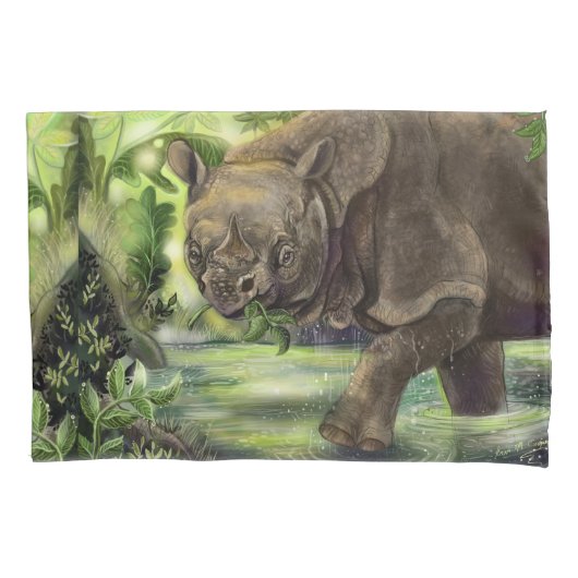 Javan Rhino Art Kissenbezug (Vorderseite)