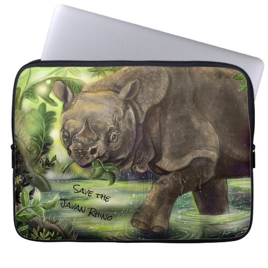 Javan Rhino Art Laptopschutzhülle (Vorderseite)